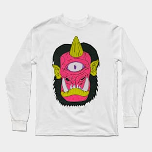 Cyclops Monster Mask Cardboard Papercraft Putrid Pink Long Sleeve T-Shirt